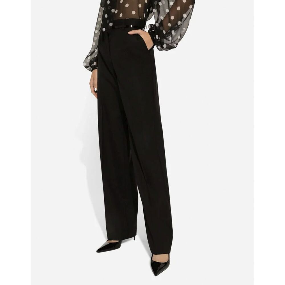 Dolce & Gabbana NWT Black Wool Mid Rise Flared Dress Pants Womens 36 Italy $1045